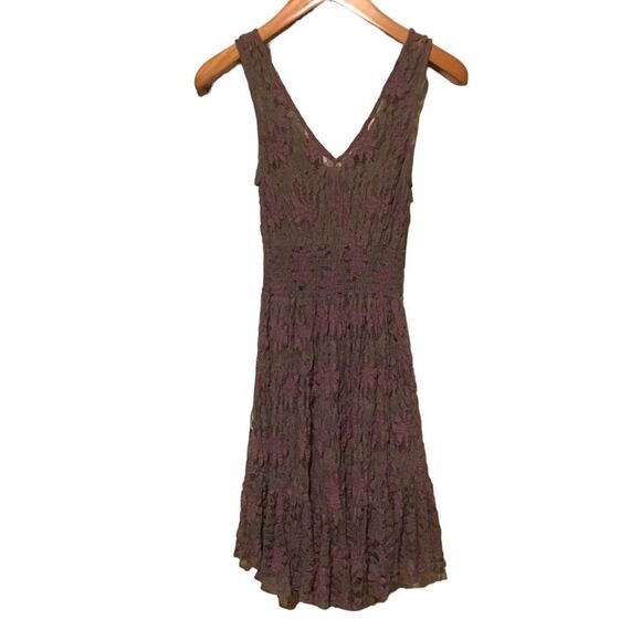 Free People Brown Purple Floral Lace Dress XS - Picture 5 of 10